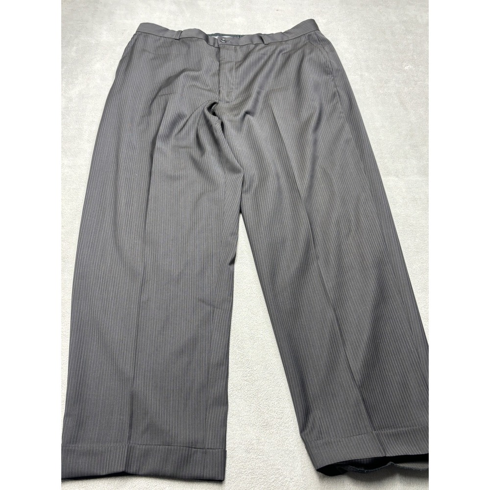 Armani Collezioni Mens Pinstripe Dress Pants Charcoal Grey Cuffed Hem 46 41